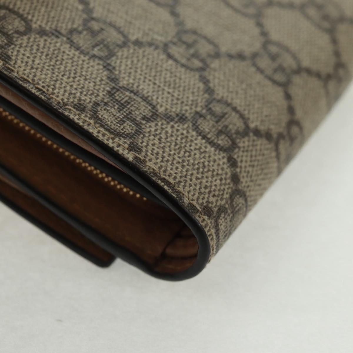 GUCCI GG Supreme Long Wallet PVC Beige Gold 598587 Auth 164076V