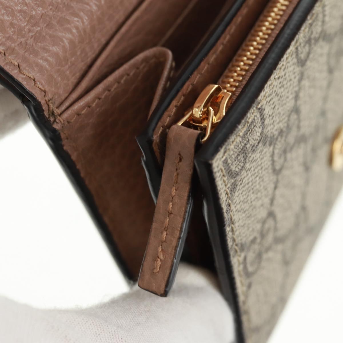 GUCCI GG Supreme Long Wallet PVC Beige Gold 598587 Auth 164076V