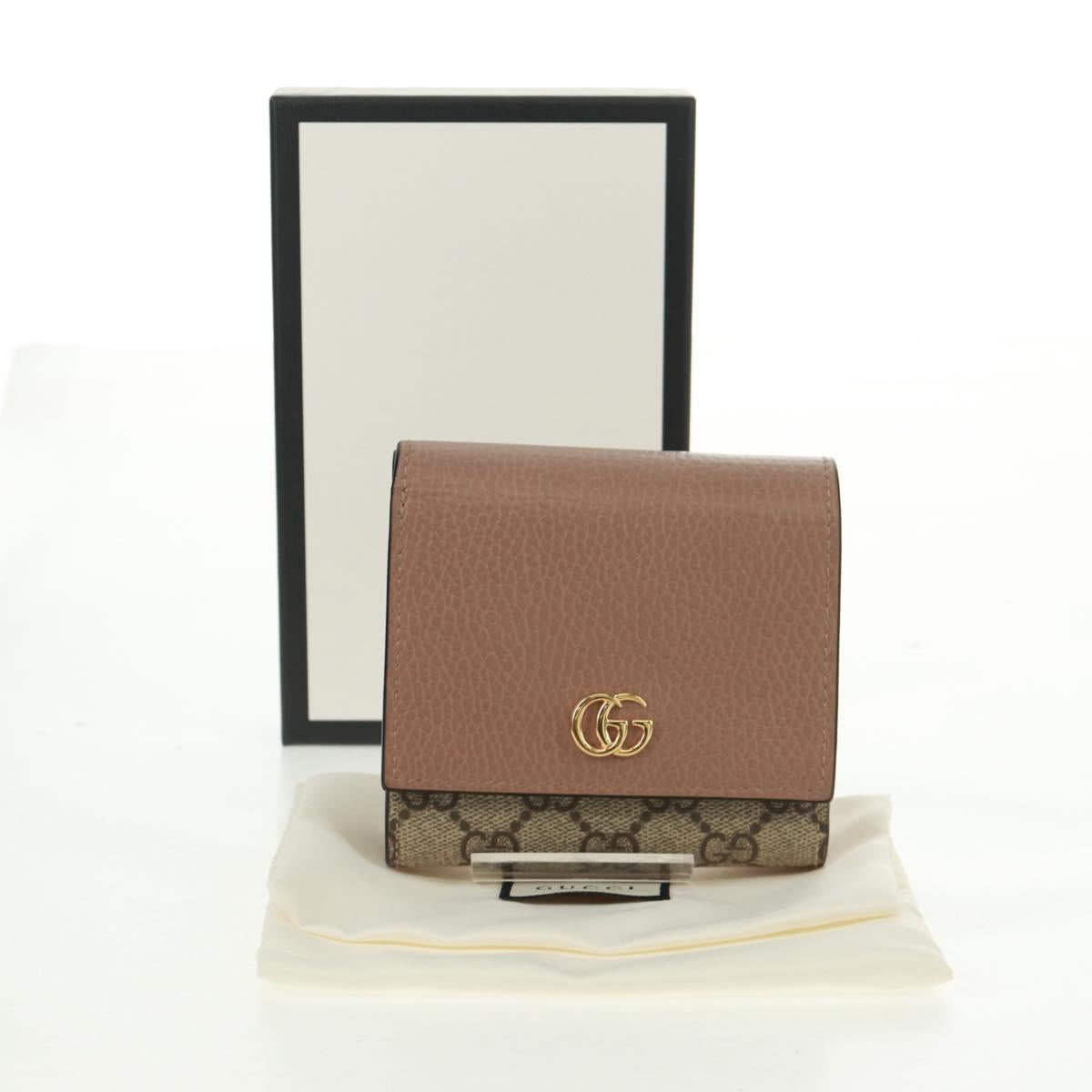 GUCCI GG Supreme Long Wallet PVC Beige Gold 598587 Auth 164076V