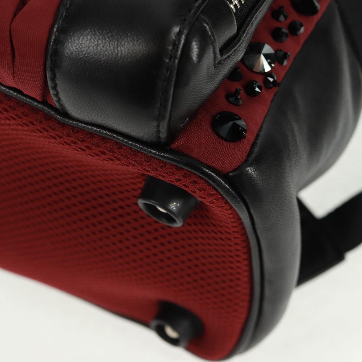 Miu Miu Backpack Nylon Leather Wine Red 5BZ005 Auth 164089SAV