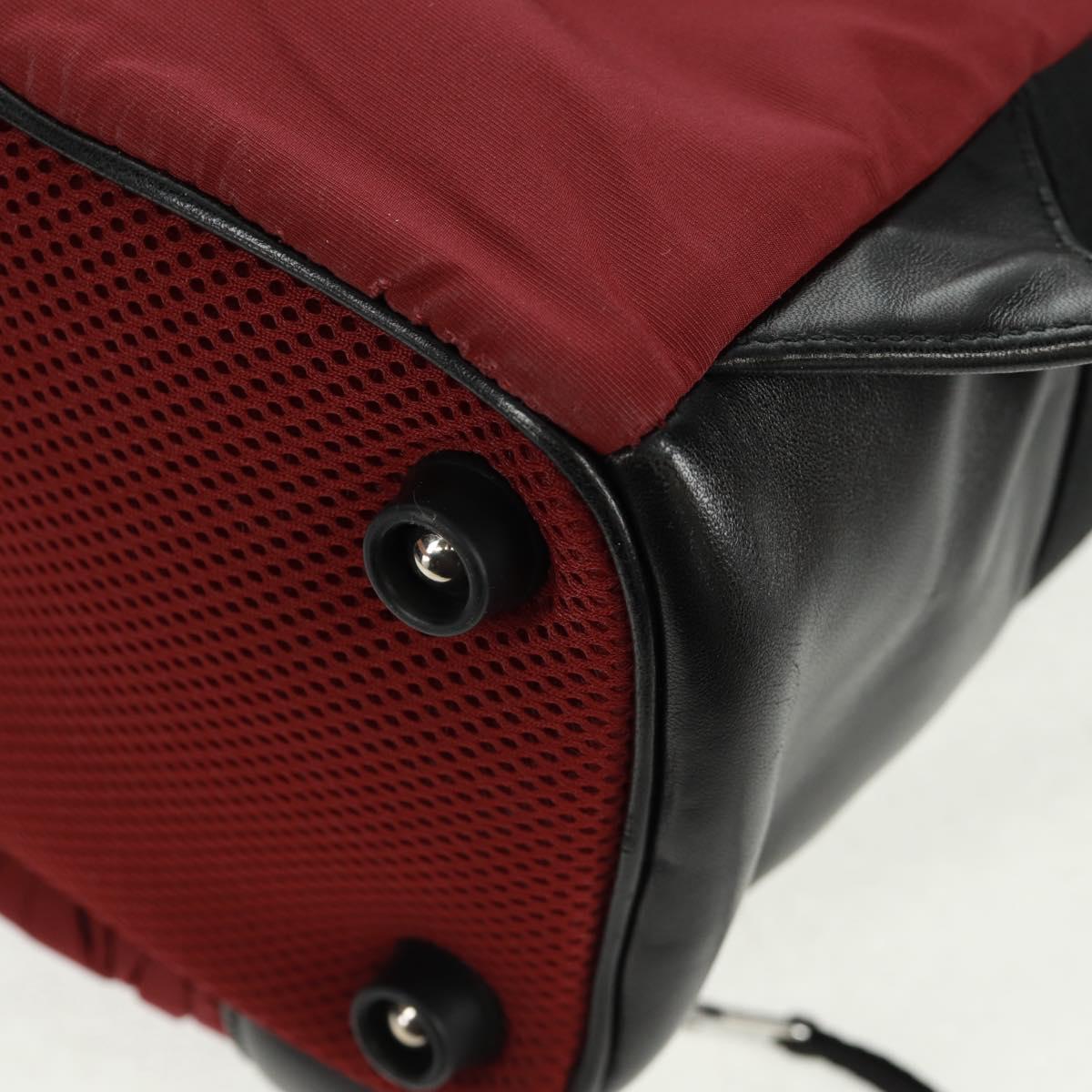 Miu Miu Backpack Nylon Leather Wine Red 5BZ005 Auth 164089SAV