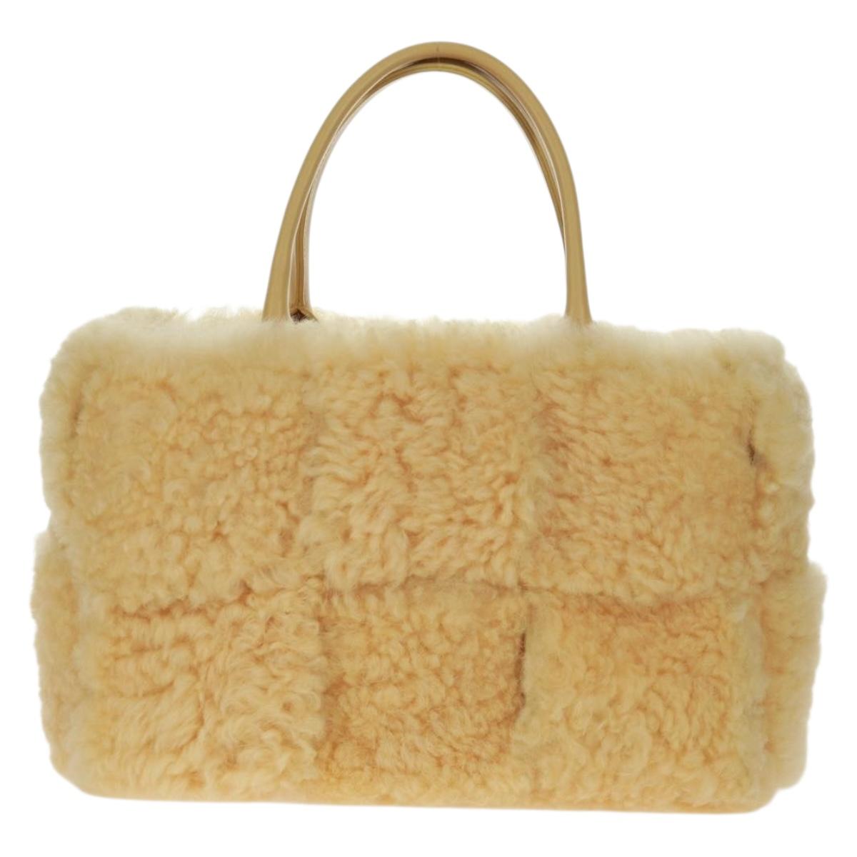 BOTTEGA VENETA INTRECCIATO Small Alcoat Bag Mouton Yellow 652867 Auth 164090SAM