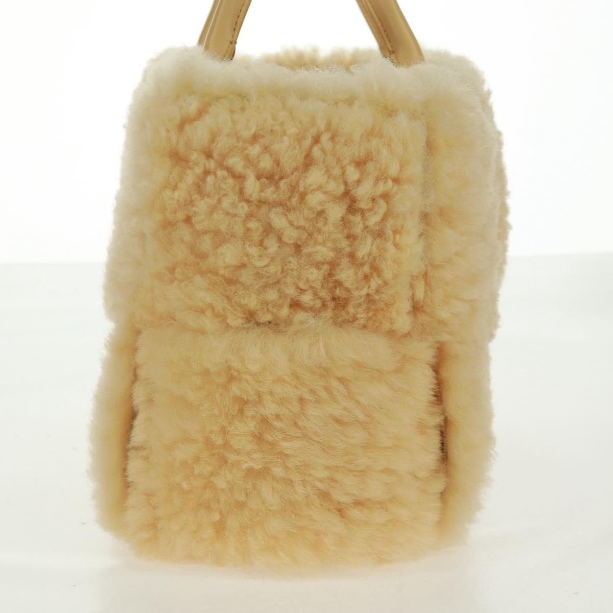 BOTTEGA VENETA INTRECCIATO Small Alcoat Bag Mouton Yellow 652867 Auth 164090SAM