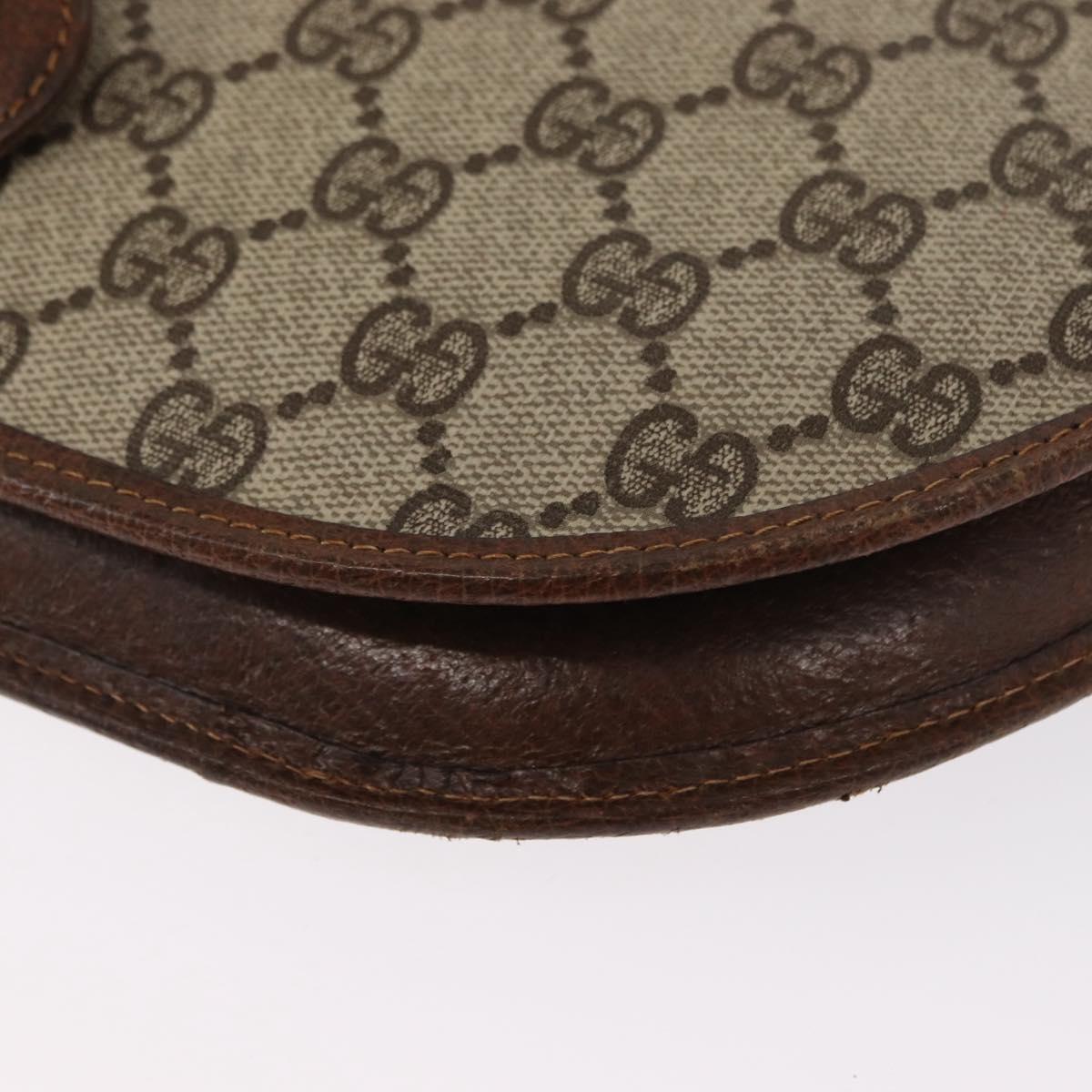 GUCCI GG Supreme Shoulder Bag PVC Beige Gold Auth 164102