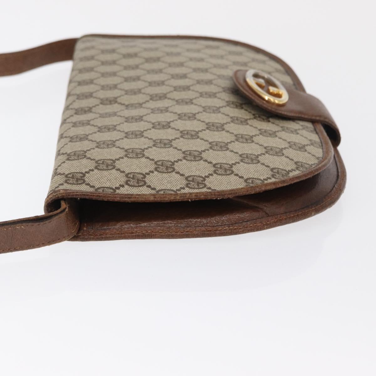 GUCCI GG Supreme Shoulder Bag PVC Beige Gold Auth 164102