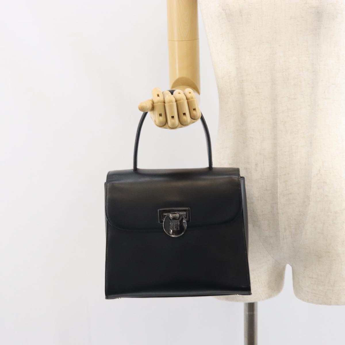 GIVENCHY Hand Bag Leather Black Auth 164116