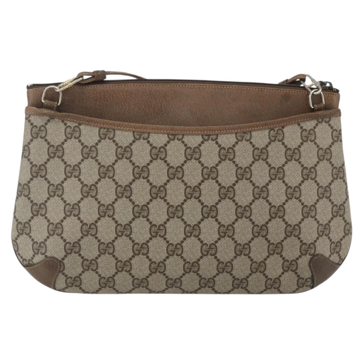 GUCCI GG Supreme Web Sherry Line Bag PVC Beige Gold 904 02 026 Auth 164122