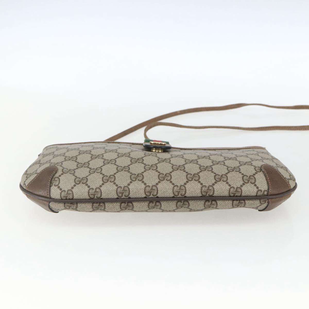 GUCCI GG Supreme Web Sherry Line Bag PVC Beige Gold 904 02 026 Auth 164122
