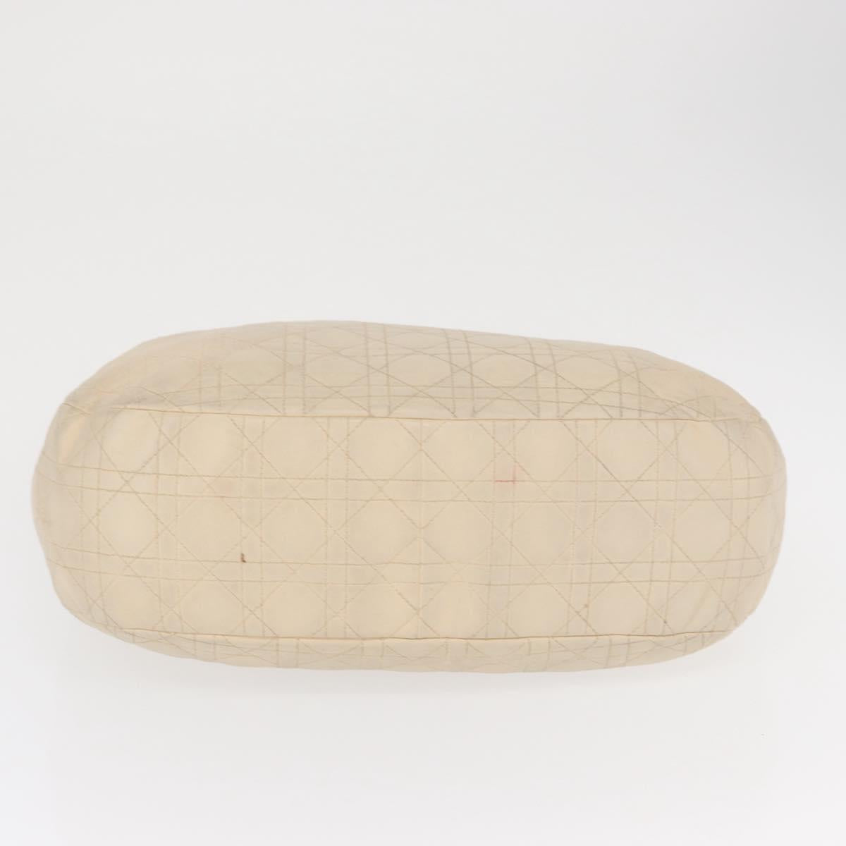 Christian Dior Canage Shoulder Bag Leather Ivory Silver Auth 164127