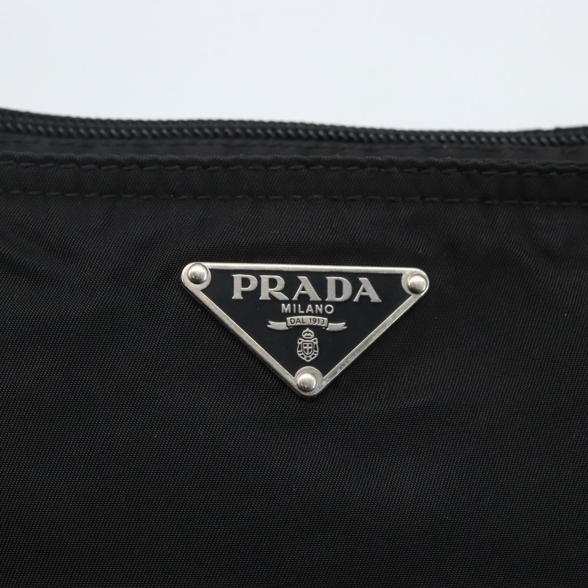 PRADA Shoulder Bag Nylon Black Silver Auth 164134