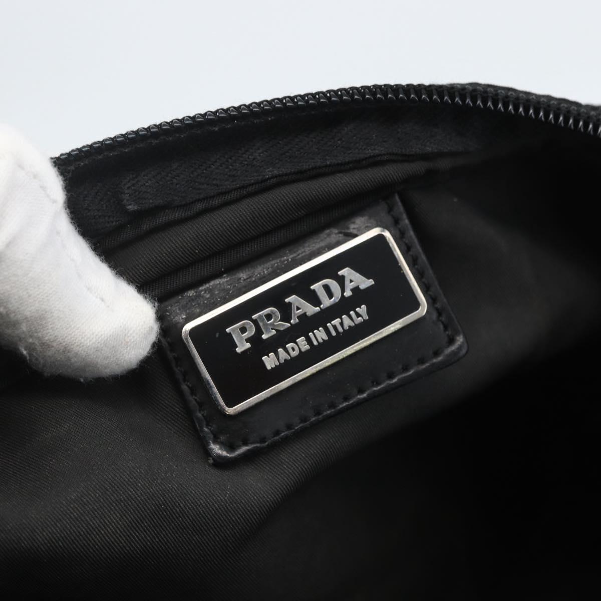 PRADA Shoulder Bag Nylon Black Silver Auth 164134