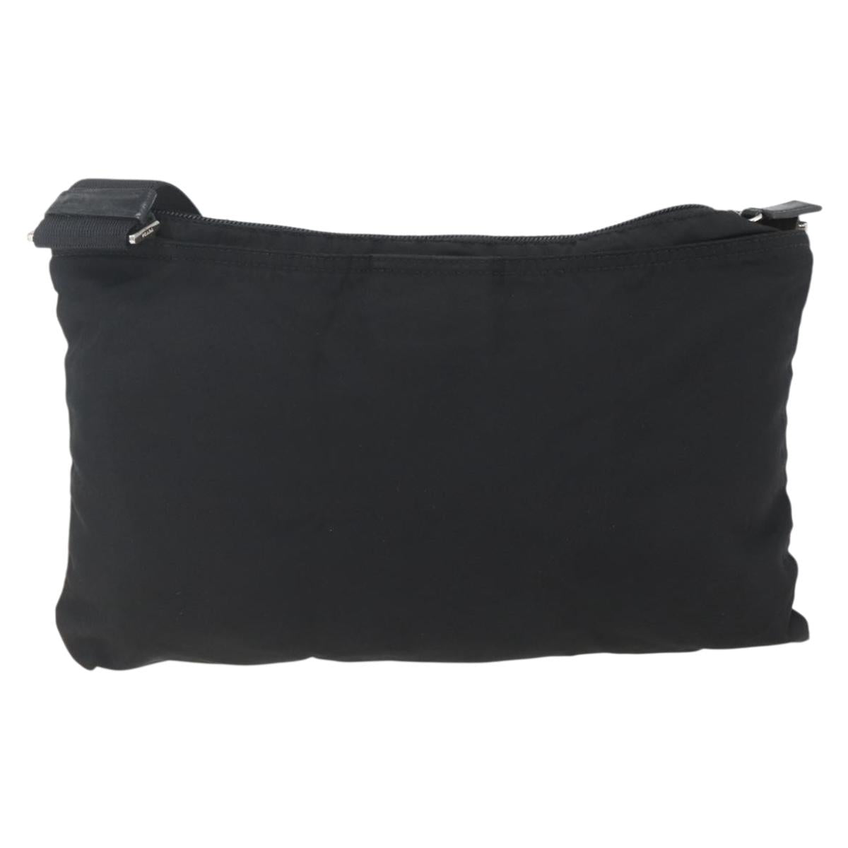 PRADA Shoulder Bag Nylon Black Silver Auth 164134