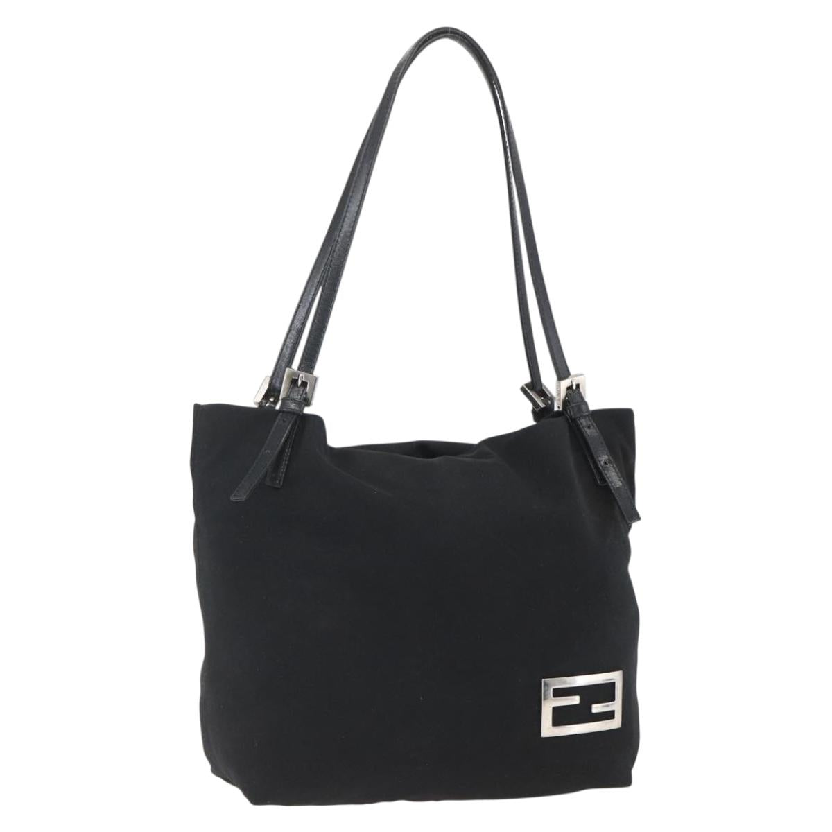 FENDI Tote Bag Black Silver Auth 164135