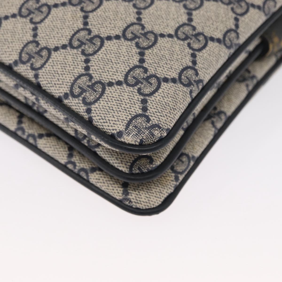 GUCCI GG Supreme Sherry Line Bag PVC Navy Gold Red 14 02 013 Auth 164136