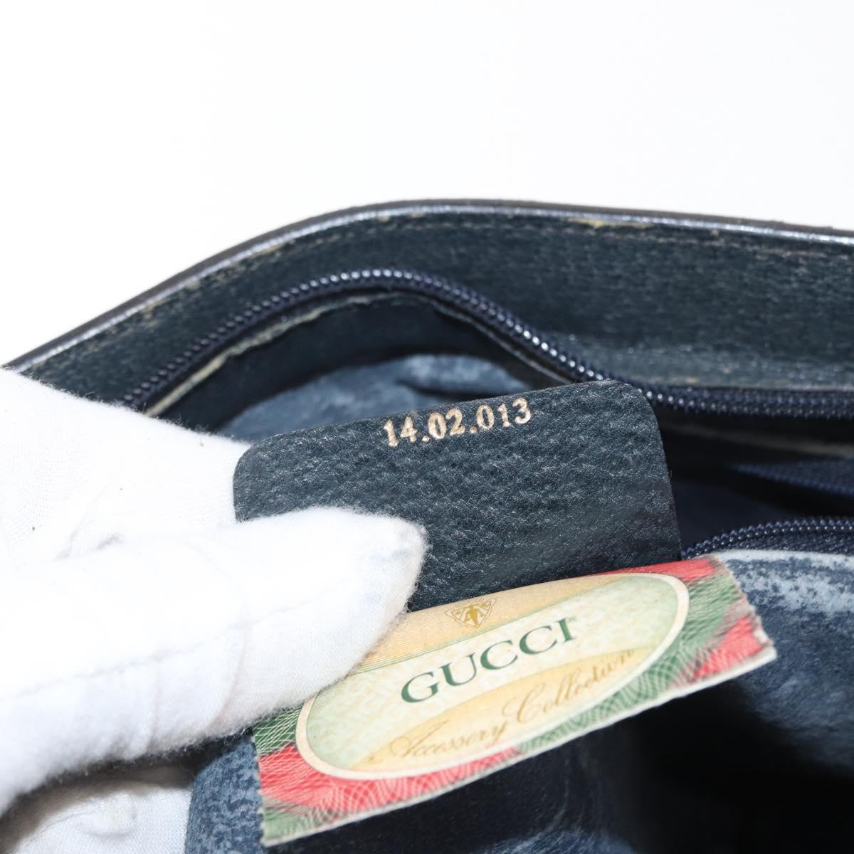 GUCCI GG Supreme Sherry Line Bag PVC Navy Gold Red 14 02 013 Auth 164136
