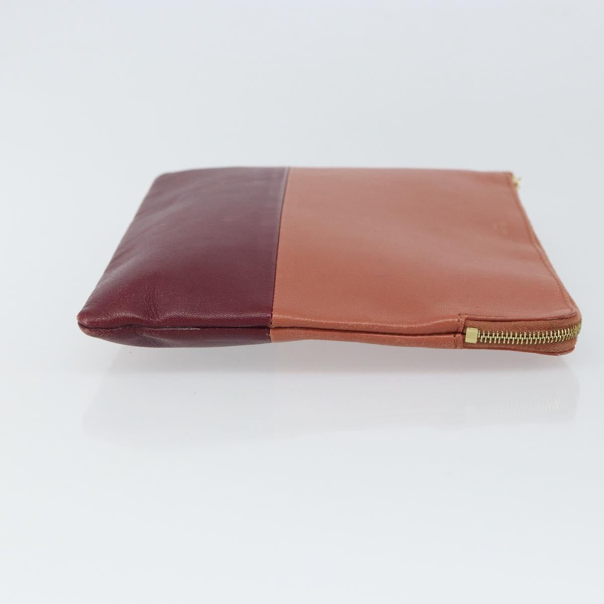 CELINE Clutch Bag Leather Pink Gold Auth 164138