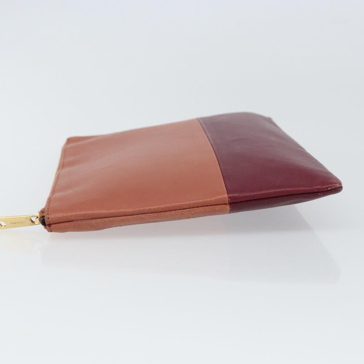 CELINE Clutch Bag Leather Pink Gold Auth 164138
