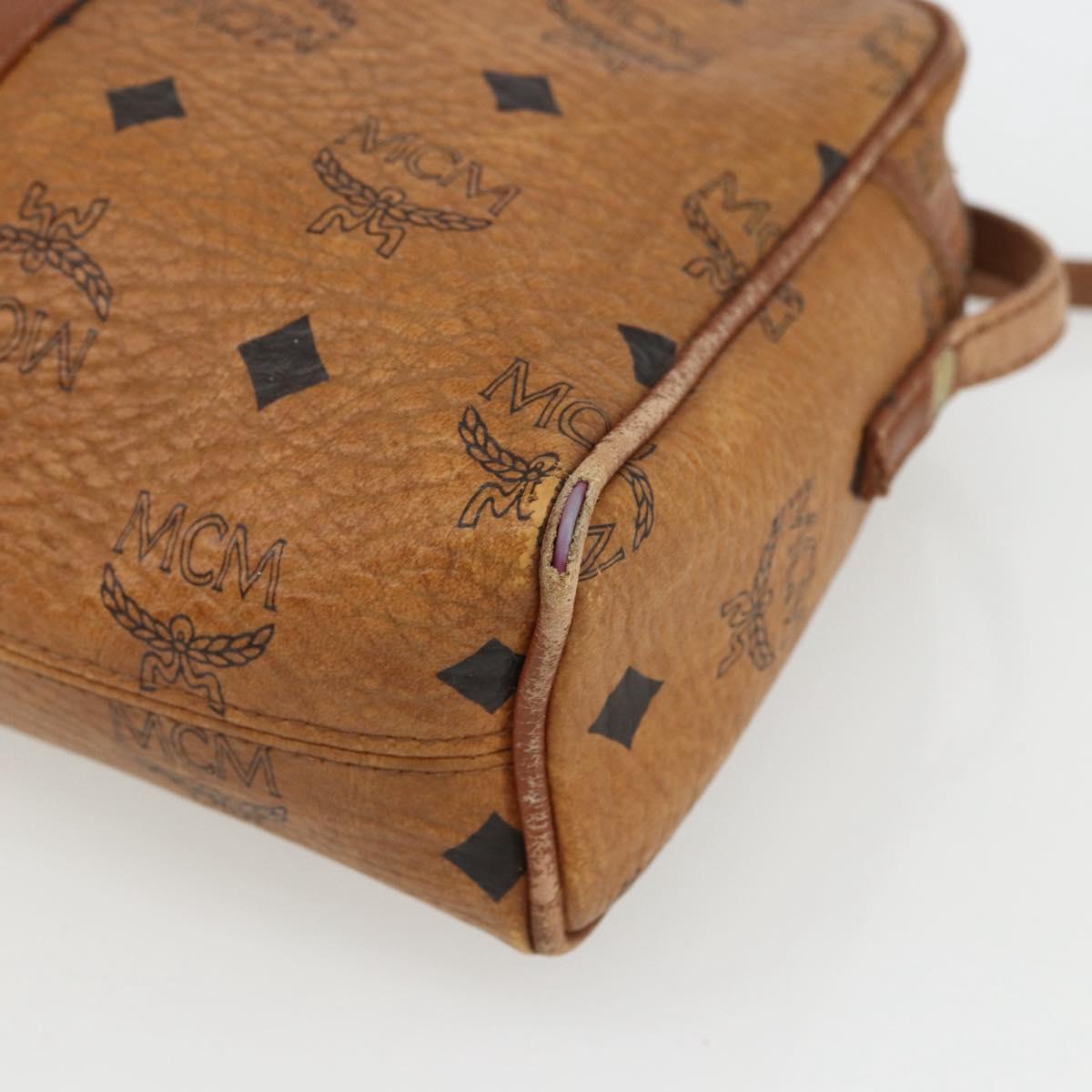 MCM Logogram Vicetos Shoulder Bag PVC Leather Brown Gold Auth 164139