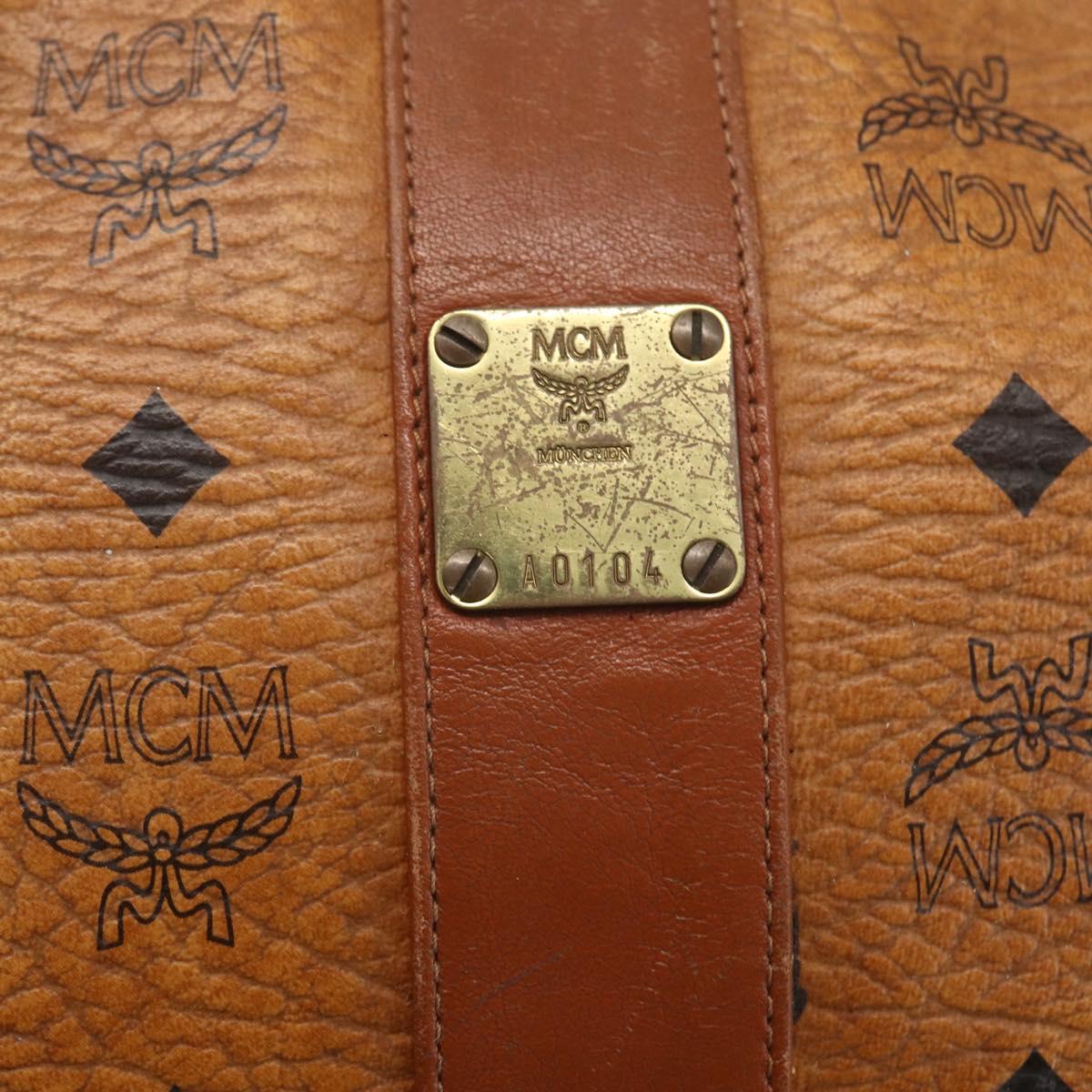 MCM Logogram Vicetos Shoulder Bag PVC Leather Brown Gold Auth 164139