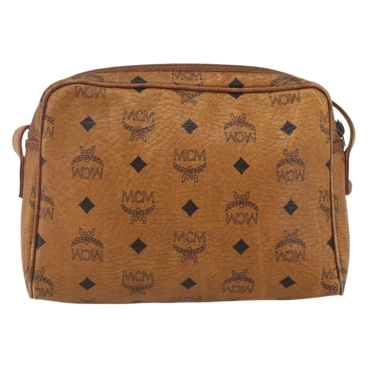 MCM Logogram Vicetos Shoulder Bag PVC Leather Brown Gold Auth 164139