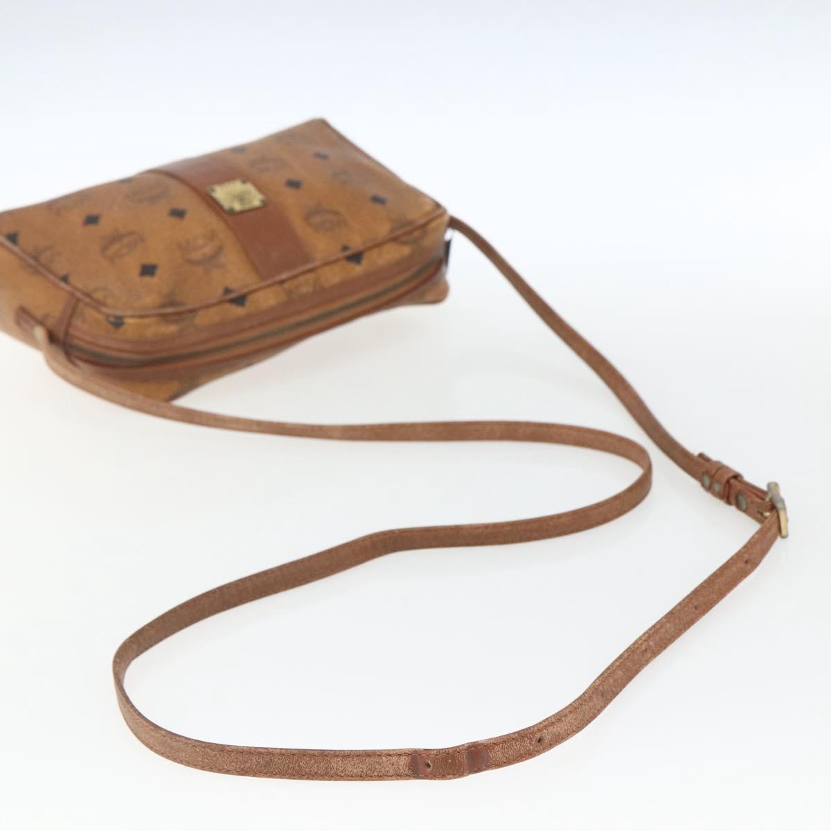 MCM Logogram Vicetos Shoulder Bag PVC Leather Brown Gold Auth 164139