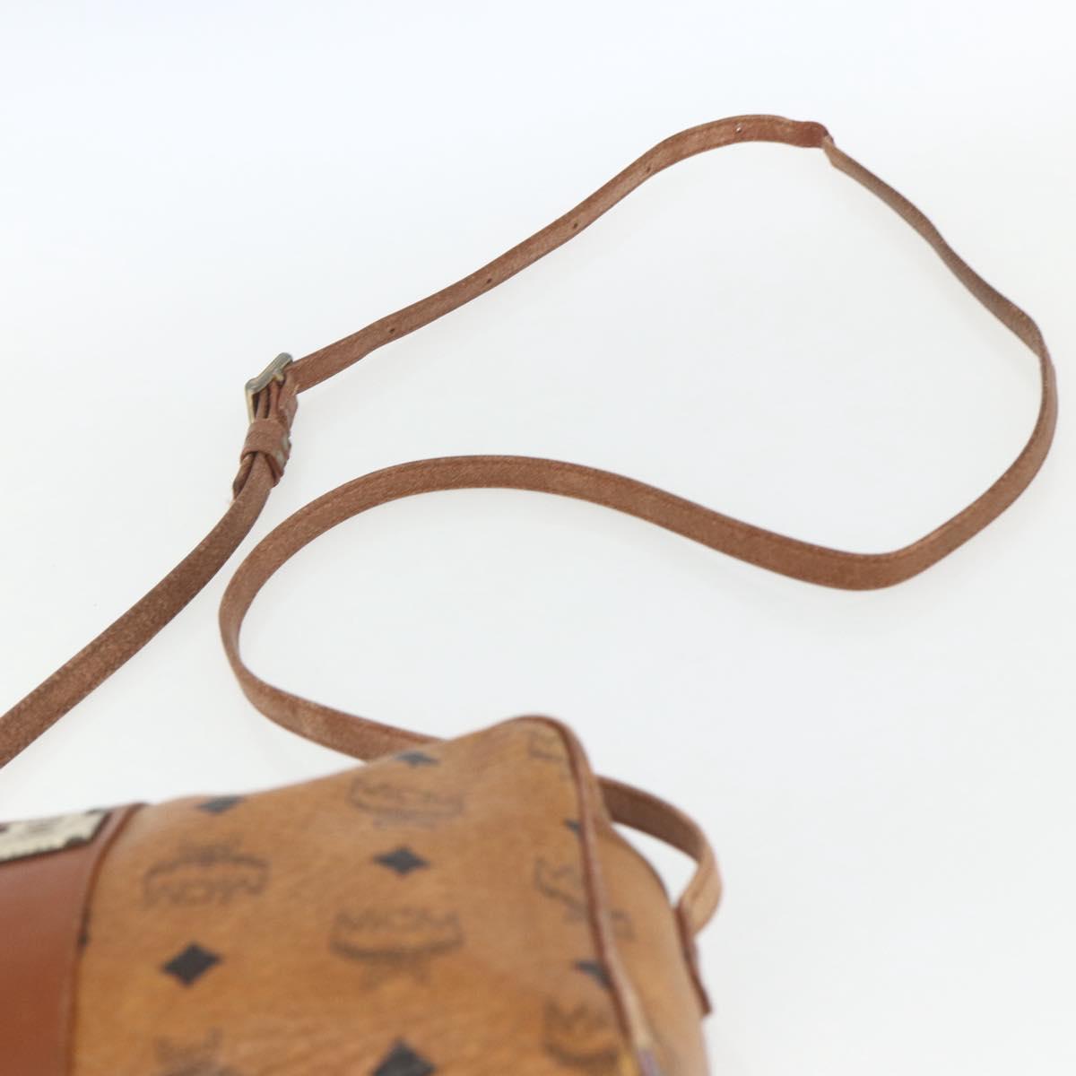 MCM Logogram Vicetos Shoulder Bag PVC Leather Brown Gold Auth 164139