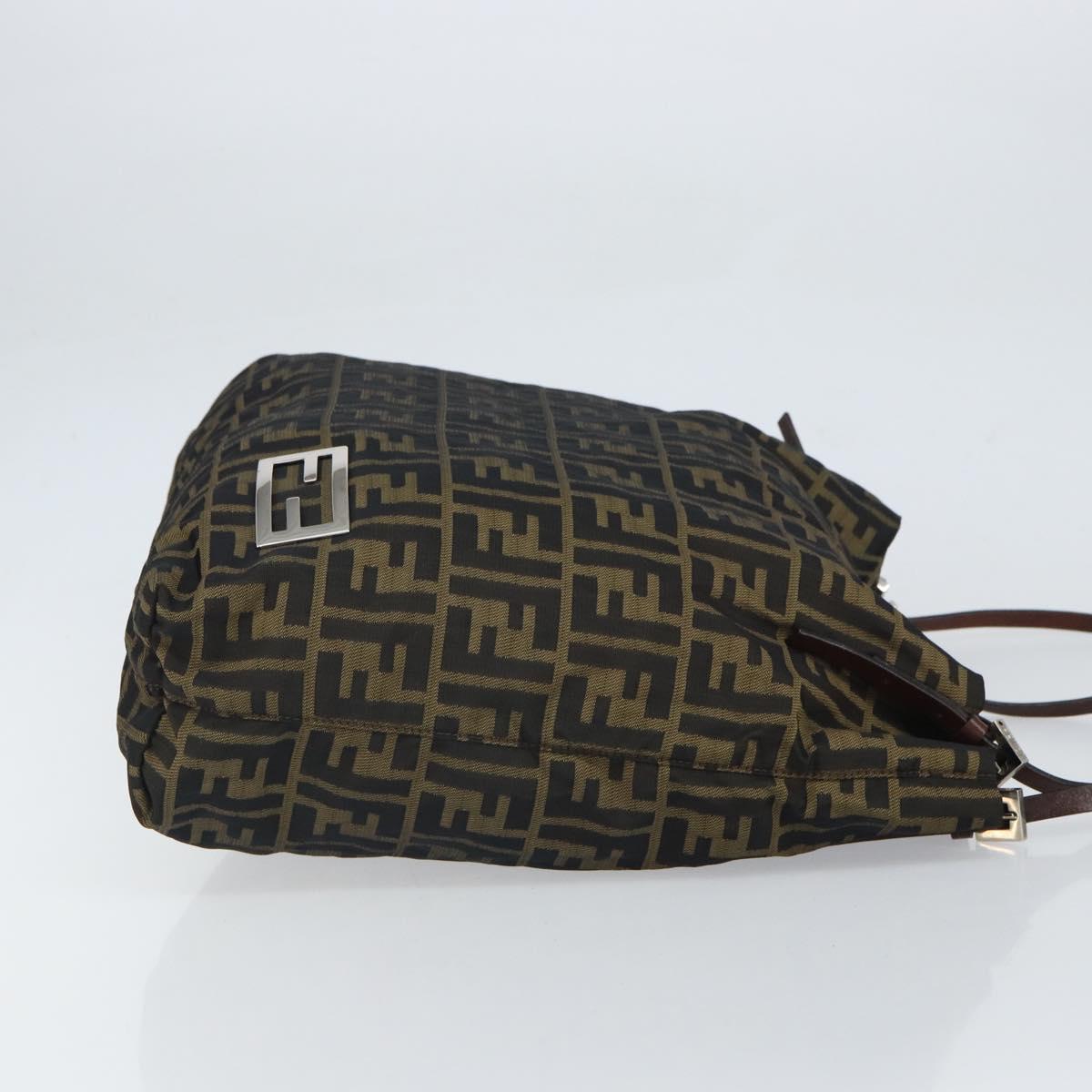 FENDI Zucca Canvas Tote Bag Black Brown Auth 164142