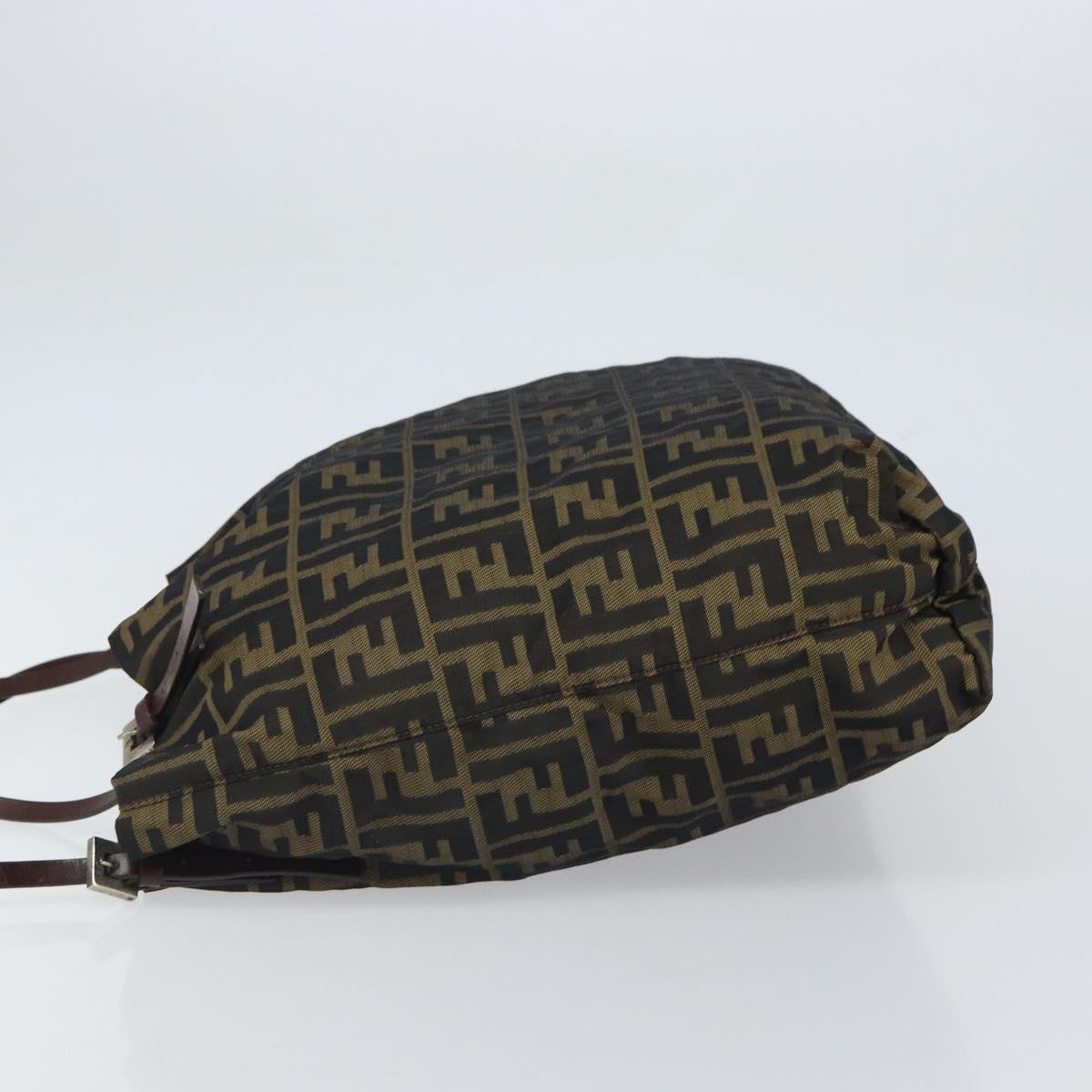 FENDI Zucca Canvas Tote Bag Black Brown Auth 164142