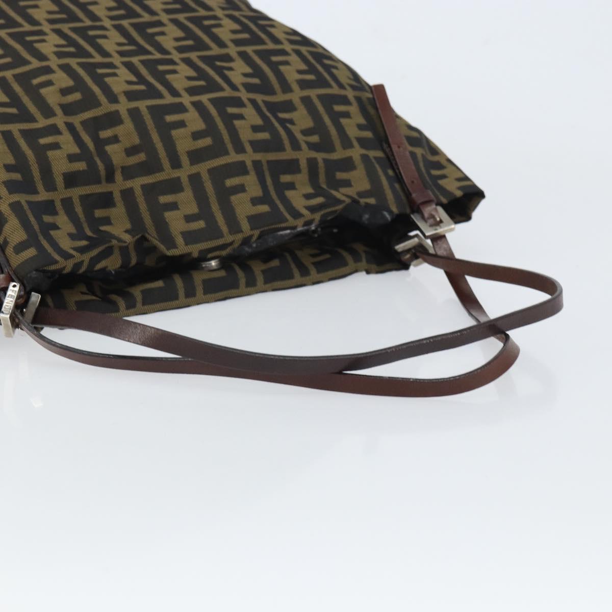 FENDI Zucca Canvas Tote Bag Black Brown Auth 164142
