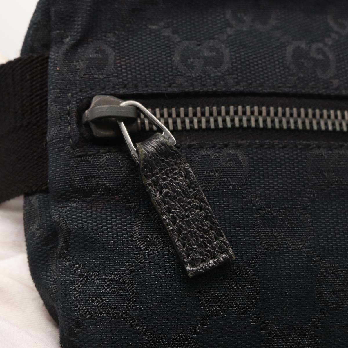 GUCCI GG Canvas Waist bag Black Silver 28566 Auth 164144