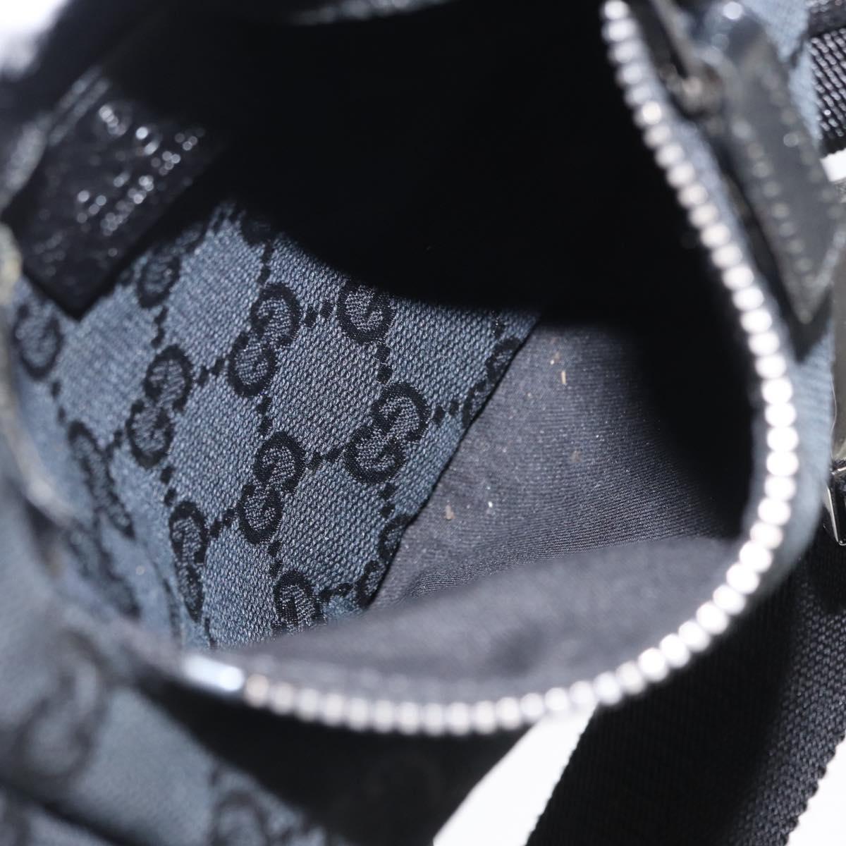 GUCCI GG Canvas Waist bag Black Silver 28566 Auth 164144