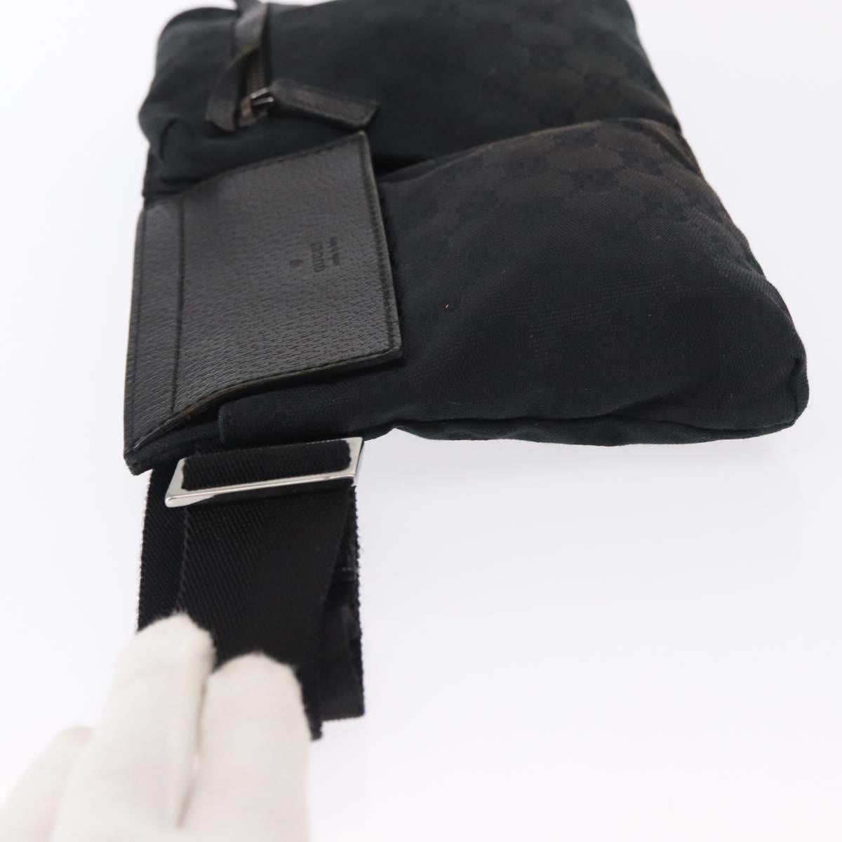 GUCCI GG Canvas Waist bag Black Silver 28566 Auth 164144