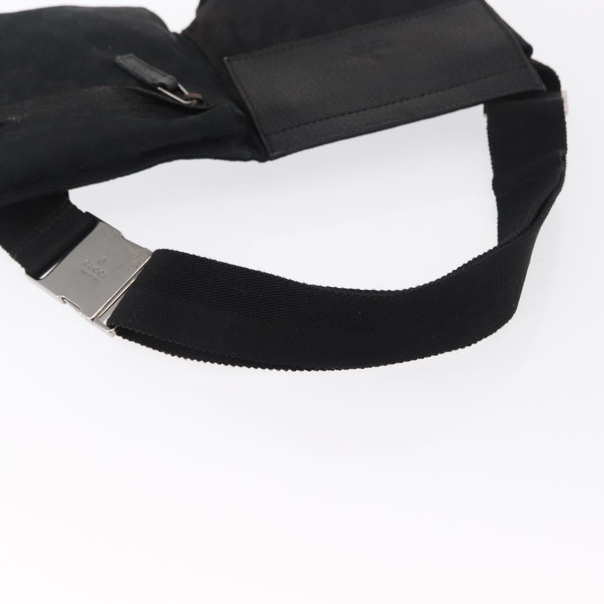 GUCCI GG Canvas Waist bag Black Silver 28566 Auth 164144