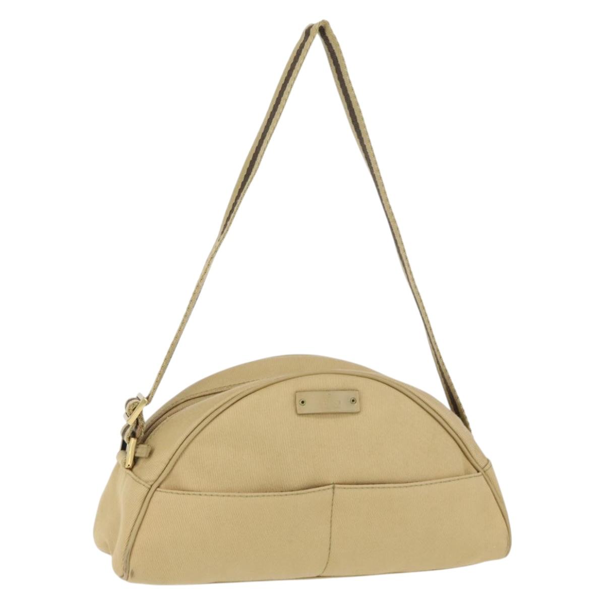 GUCCI Shoulder Bag Canvas Beige Gold 90781 Auth 164146
