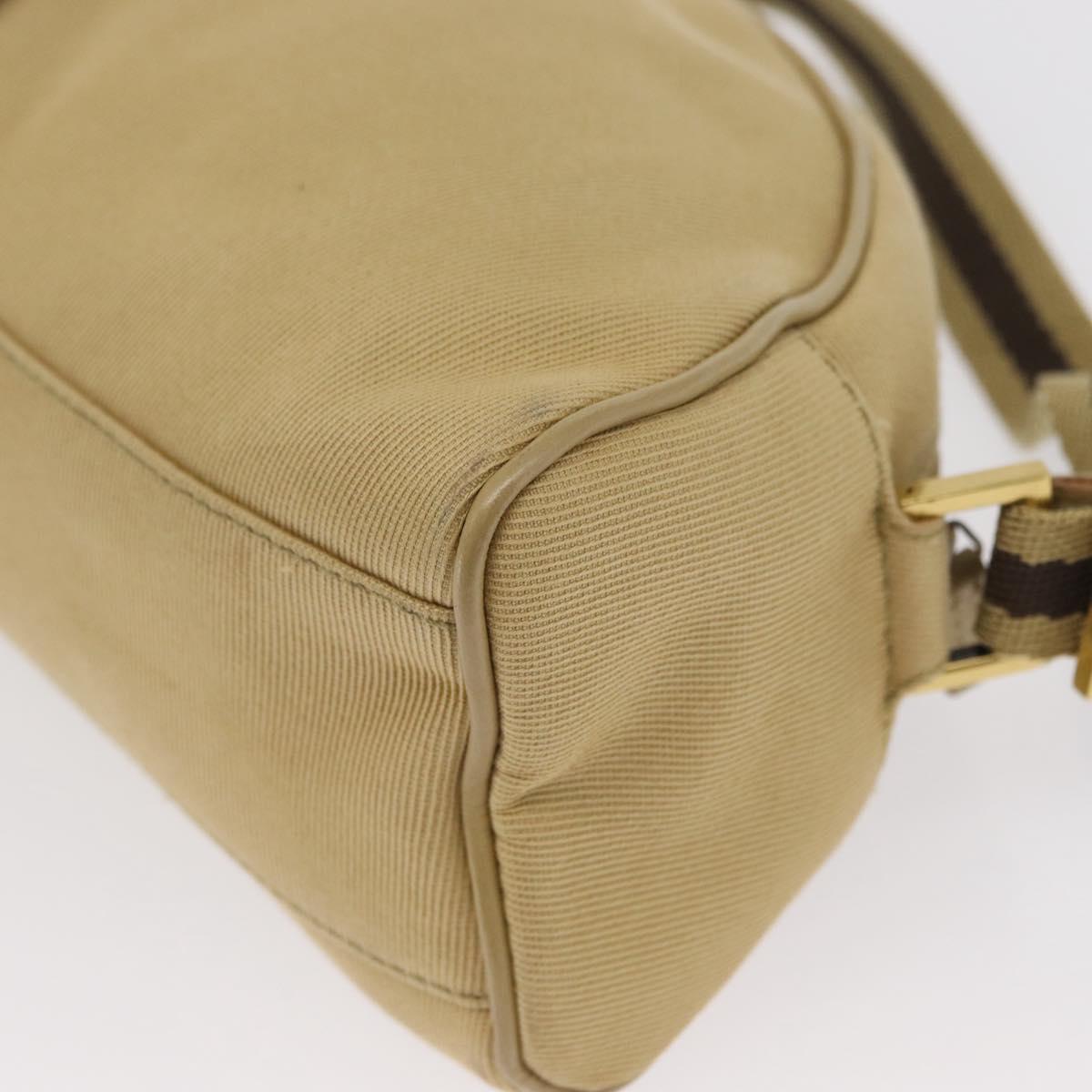 GUCCI Shoulder Bag Canvas Beige Gold 90781 Auth 164146