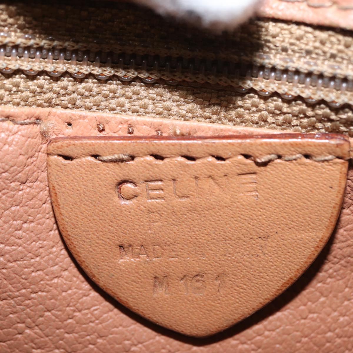 CELINE Macadam Canvas Backpack PVC Leather Brown Gold Auth 164150