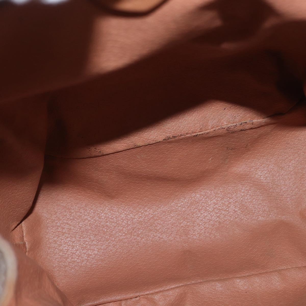CELINE Macadam Canvas Backpack PVC Leather Brown Gold Auth 164150