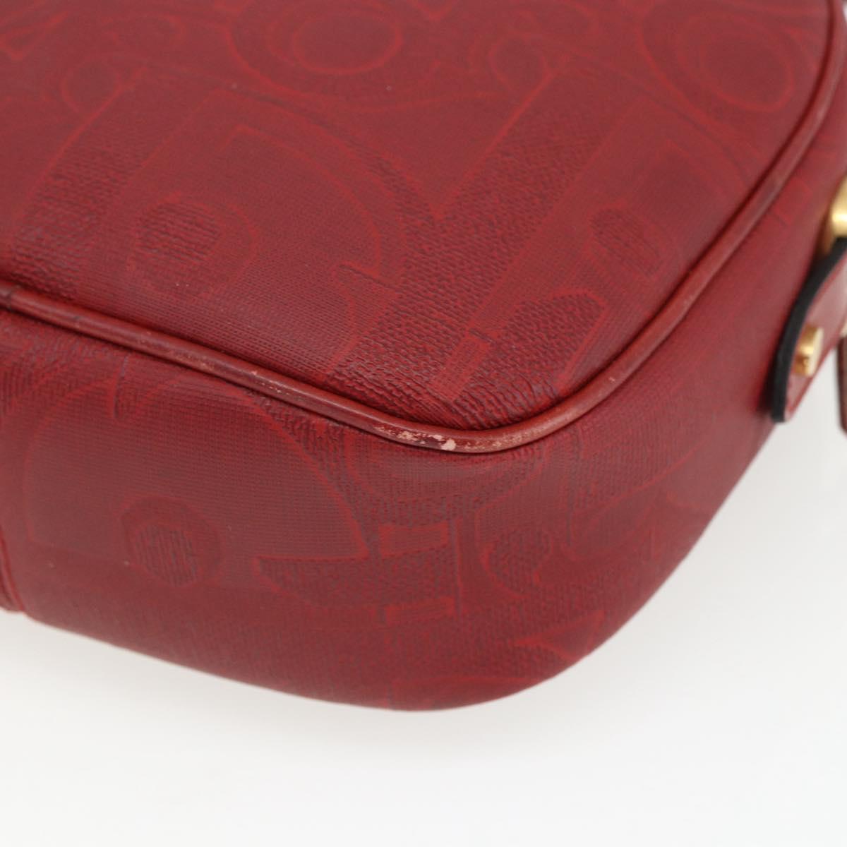 Christian Dior Trotter Canvas Shoulder Bag Red Gold Auth 164154