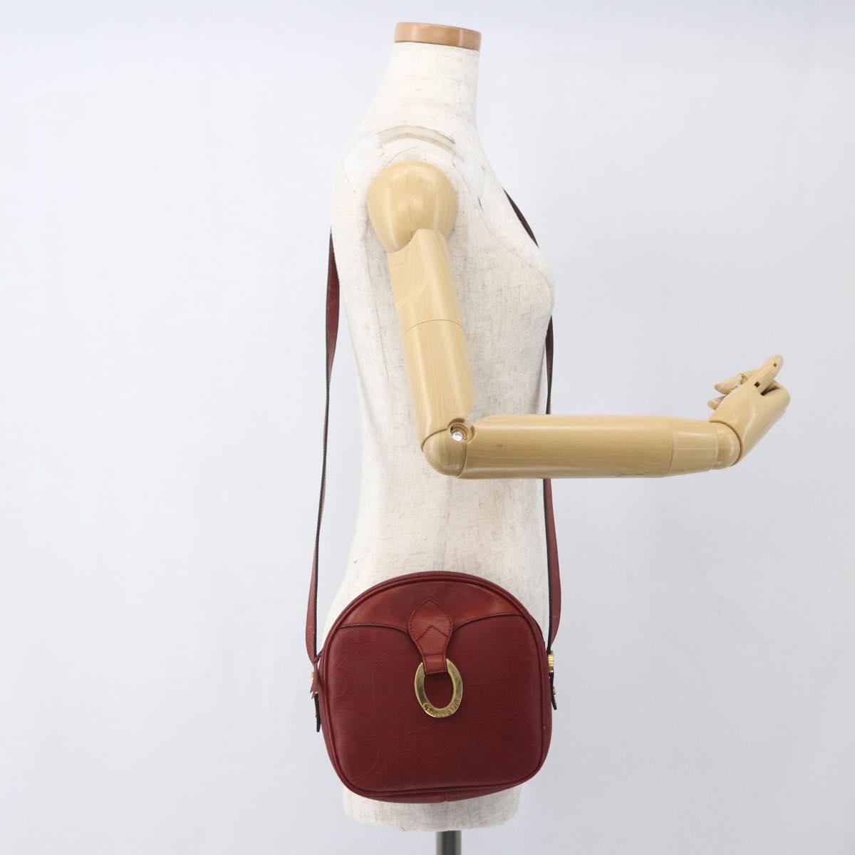 Christian Dior Trotter Canvas Shoulder Bag Red Gold Auth 164154