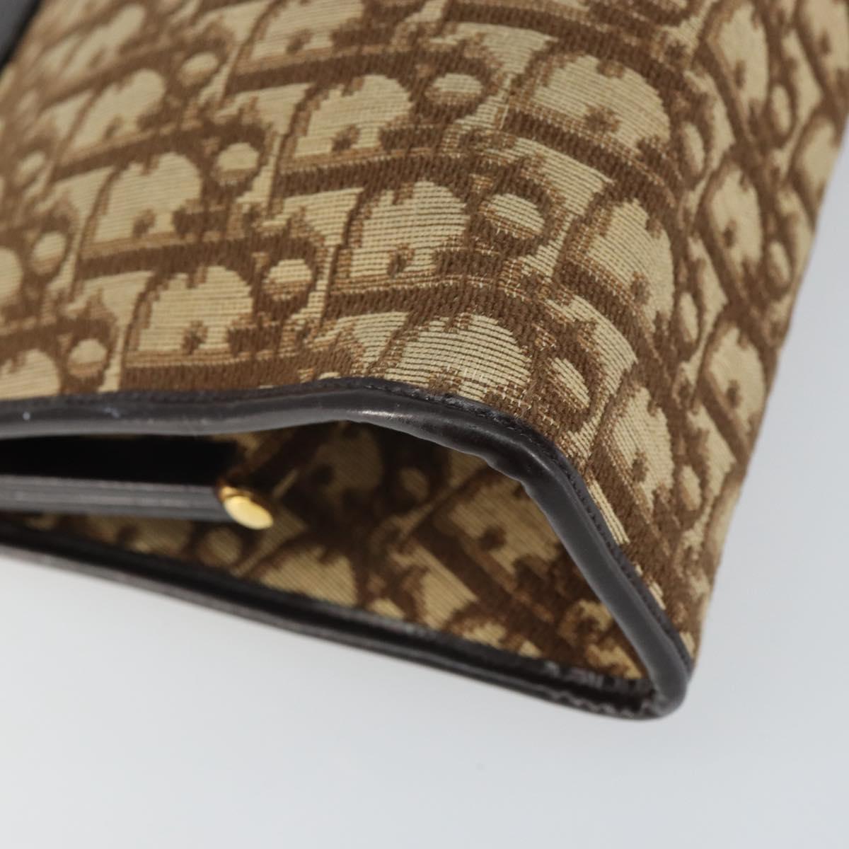 Christian Dior Trotter Canvas Shoulder Bag Beige Gold Auth 164161