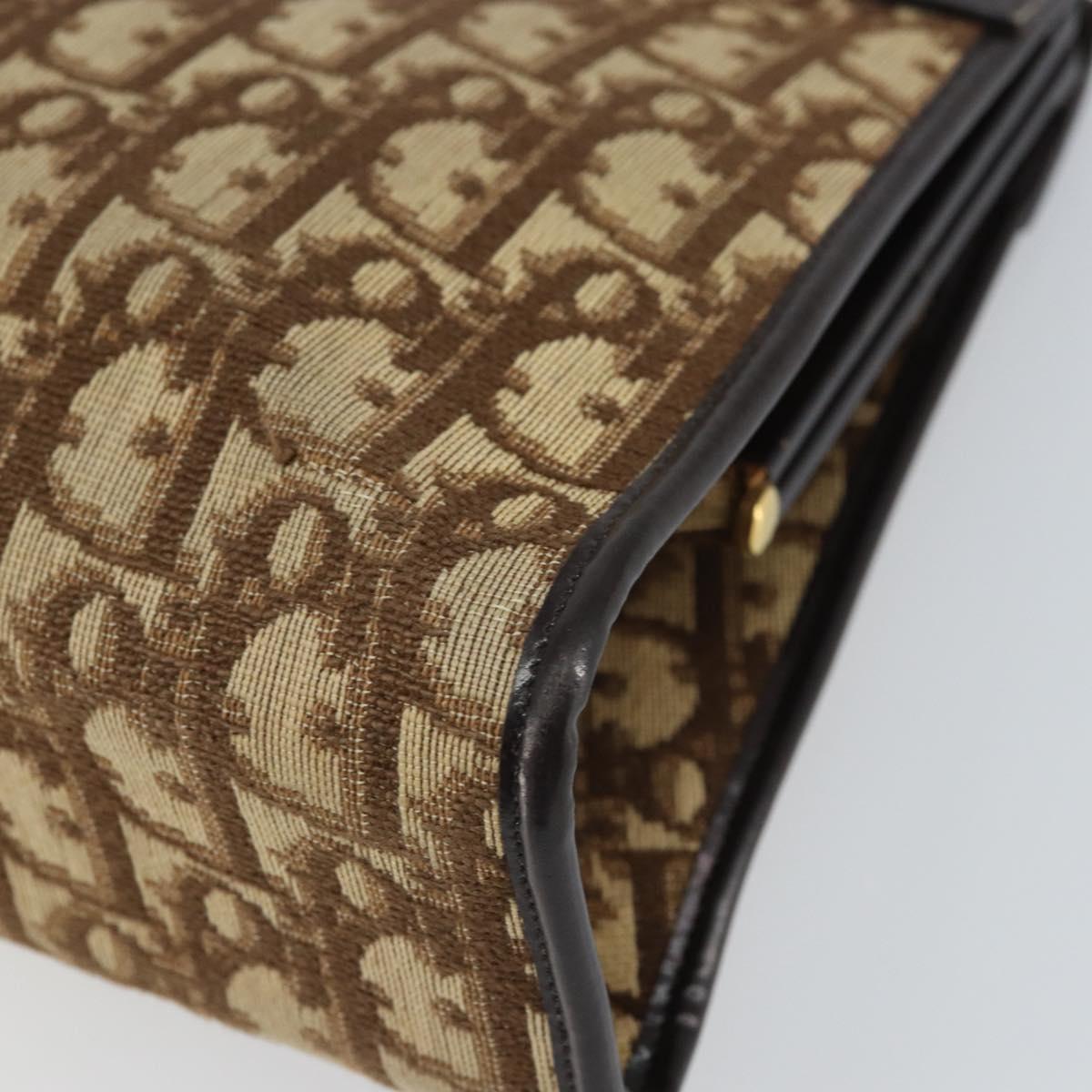 Christian Dior Trotter Canvas Shoulder Bag Beige Gold Auth 164161