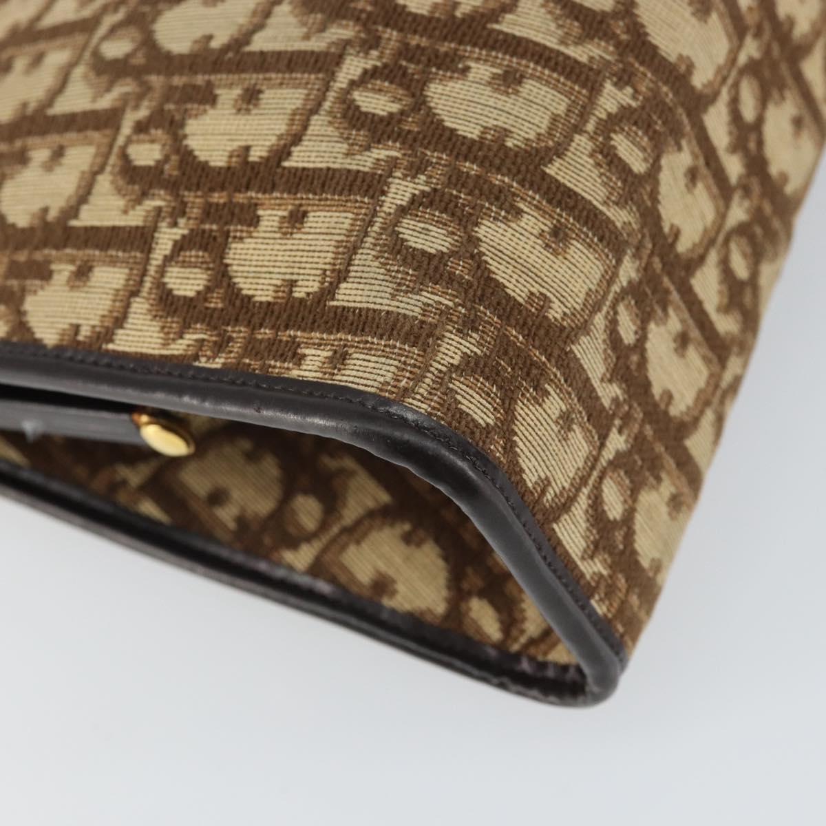 Christian Dior Trotter Canvas Shoulder Bag Beige Gold Auth 164161