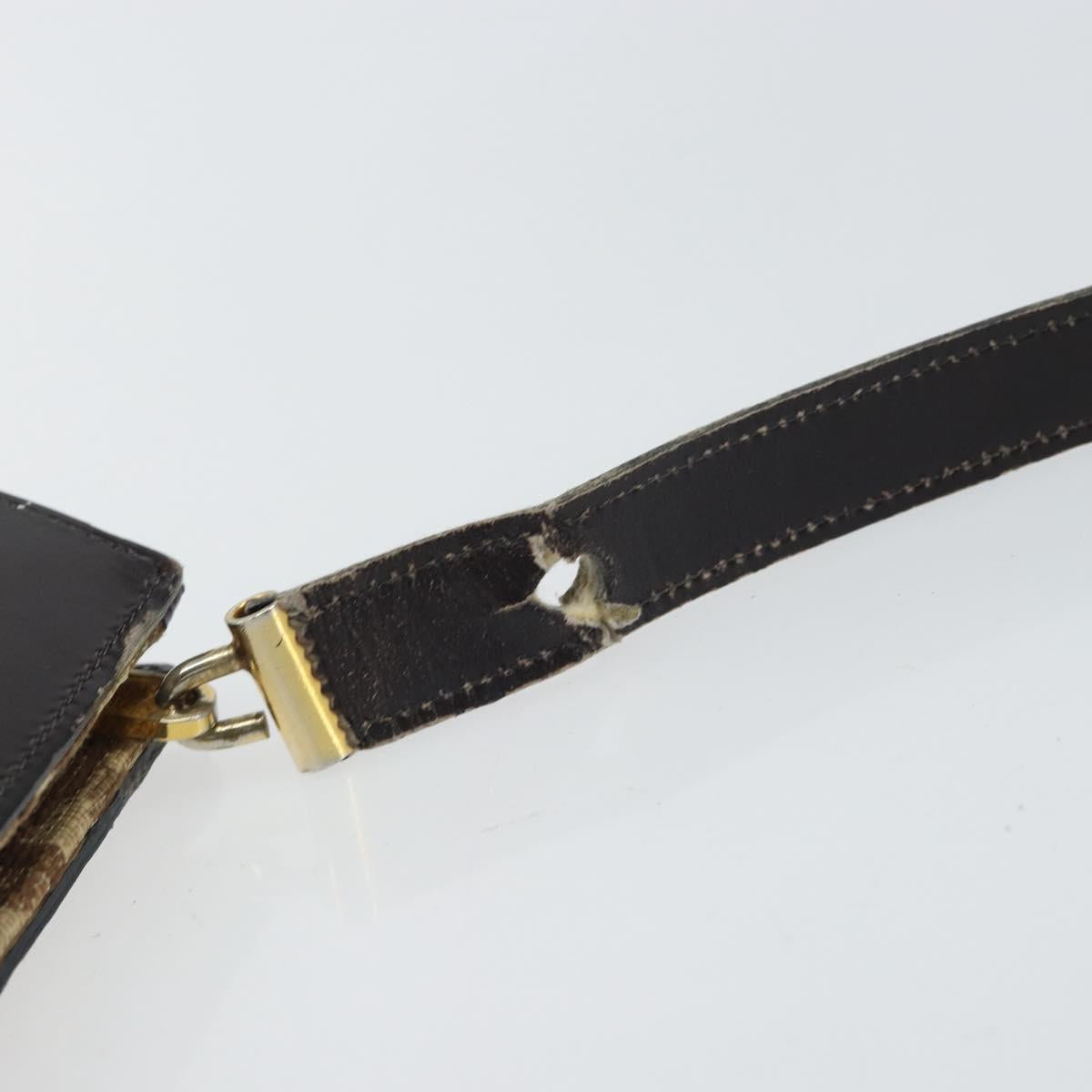 Christian Dior Trotter Canvas Shoulder Bag Beige Gold Auth 164161