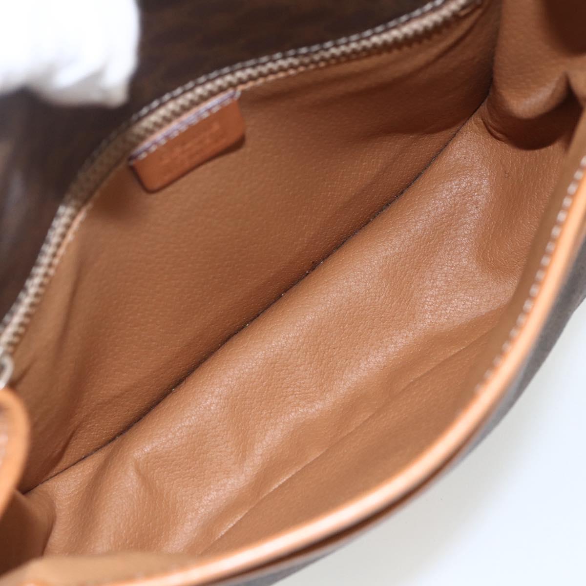 CELINE Macadam Canvas Shoulder Bag PVC Leather Brown Gold Auth 164162