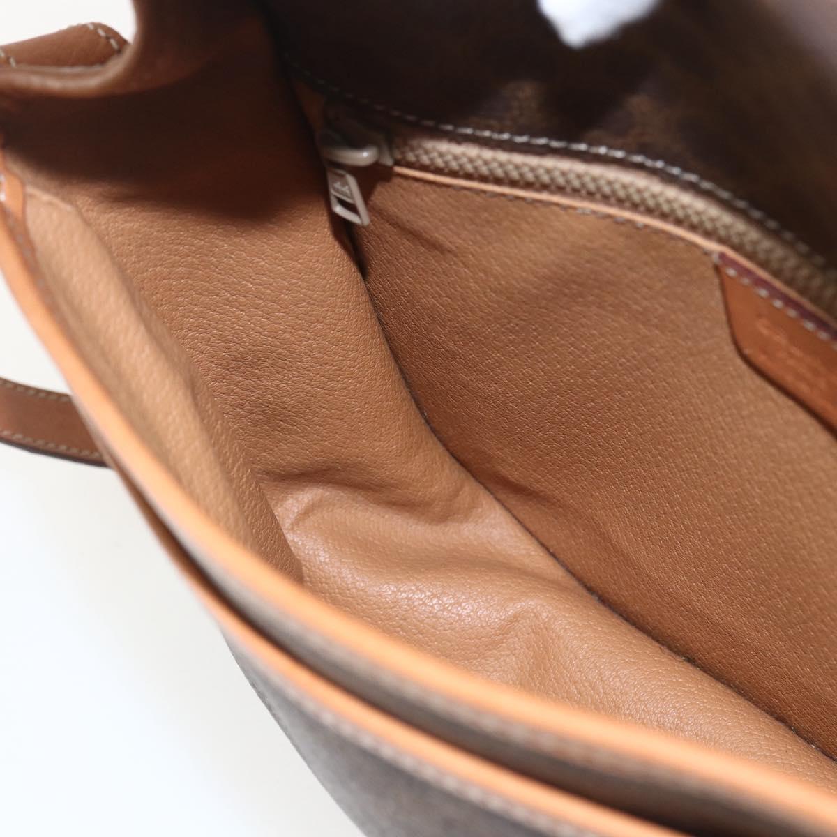 CELINE Macadam Canvas Shoulder Bag PVC Leather Brown Gold Auth 164162
