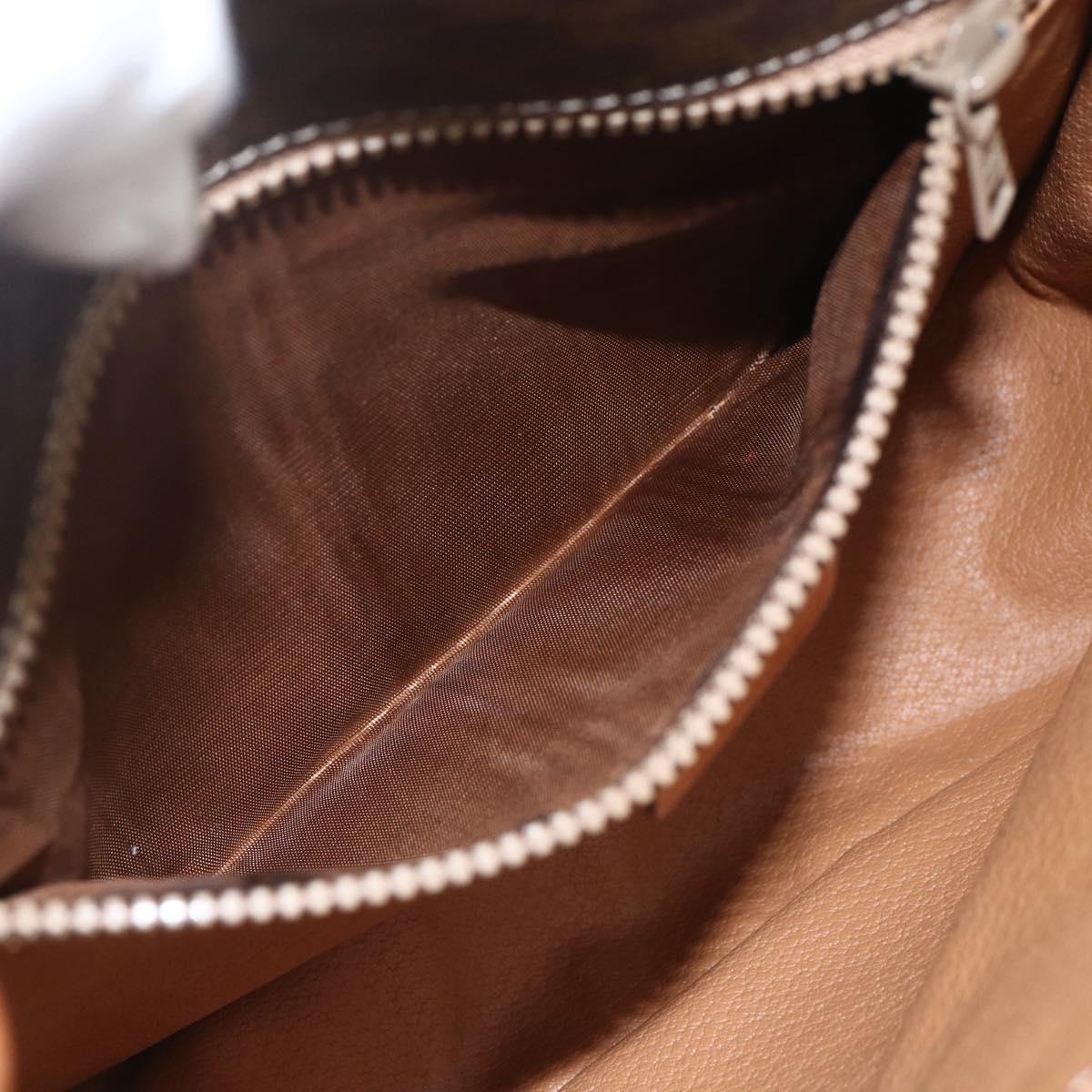 CELINE Macadam Canvas Shoulder Bag PVC Leather Brown Gold Auth 164162