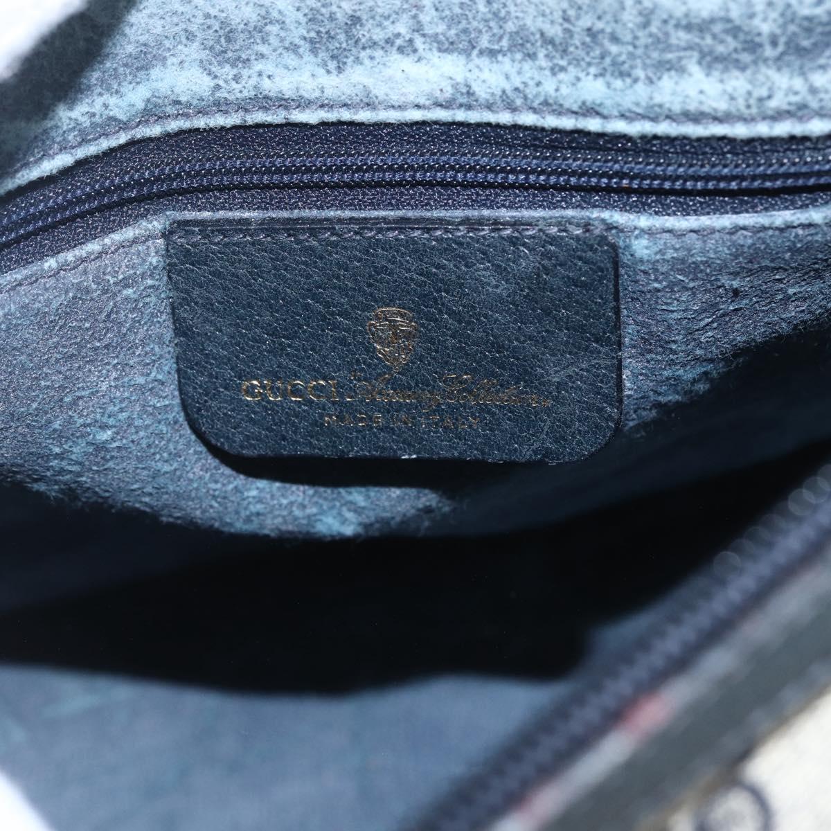 GUCCI GG Supreme Sherry Line Hand Bag PVC 2way Navy Gold 58 02 039 Auth 164169