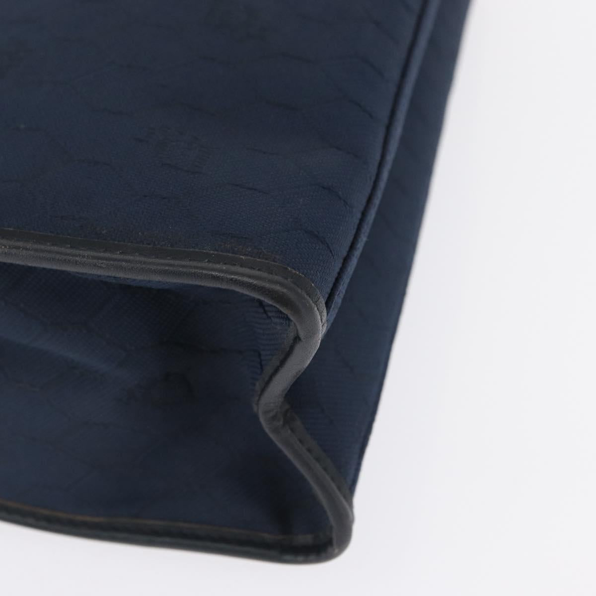 Christian Dior Honeycomb Canvas Shoulder Bag Navy Gold Auth 164192