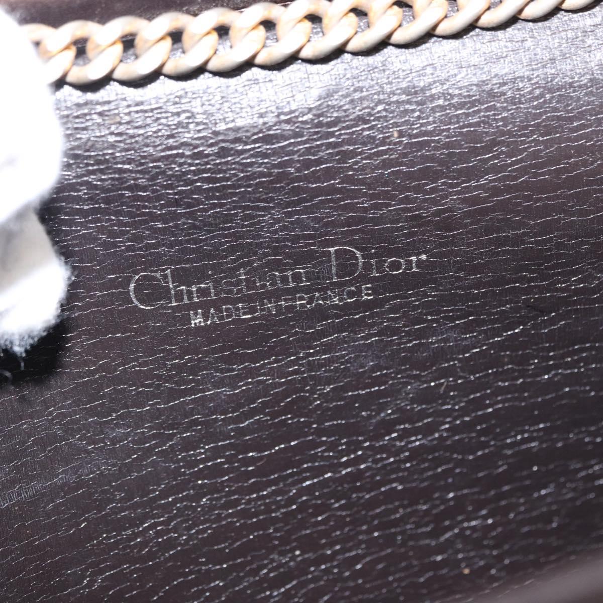 Christian Dior Trotter Canvas Chain Shoulder Bag Beige Gold Auth 164195