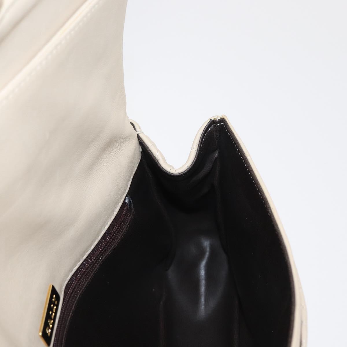 BALLY Chain Shoulder Bag Leather Ivory Gold Auth 164202